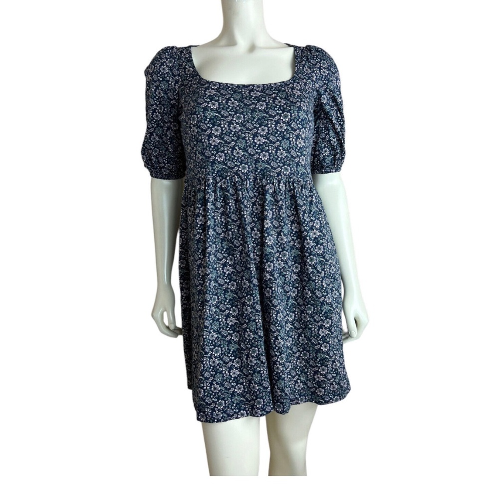 US 8R Square Neck Boden Jersey Dress with Puffed Sleeves